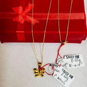 Saudi gold, 18 K. Authentic real gold necklace. Butterfly.